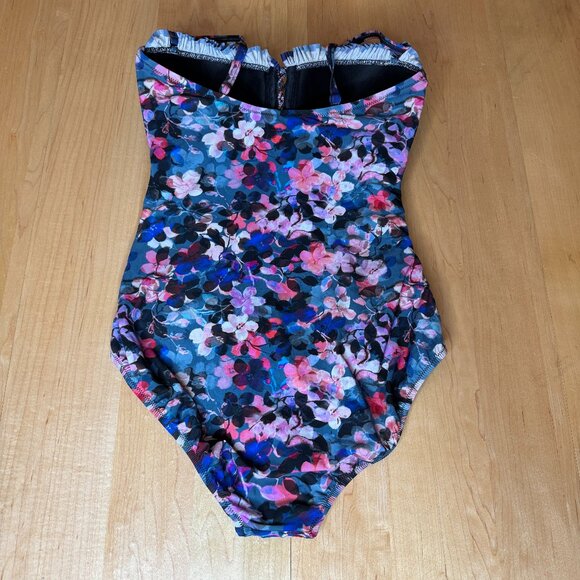 Profile by Gottex Romeo & Juliette Floral Ruched Ruffle 1 PC Size 10 Swimsuit - Picture 7 of 10